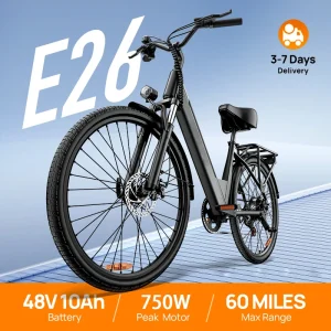 750W E-Bike Commuter 26x2" Tires