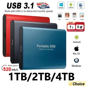 Portable SSD 2TB High Speed External Hard Drive